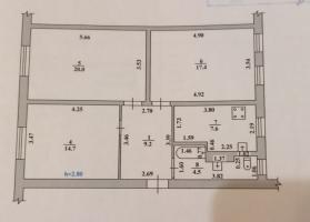 комната в 3-к квартире, 78м2, 2/2 этаж